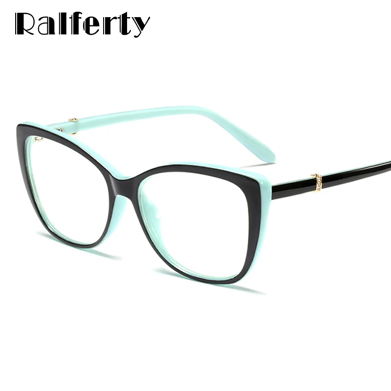 

Ralferty 2019 Luxury Eye Glasses Women Cat Eye Frame Eyeglasses TR90 Clear Lens With Spring Leg Optic Spectacle Eyewear F93331
