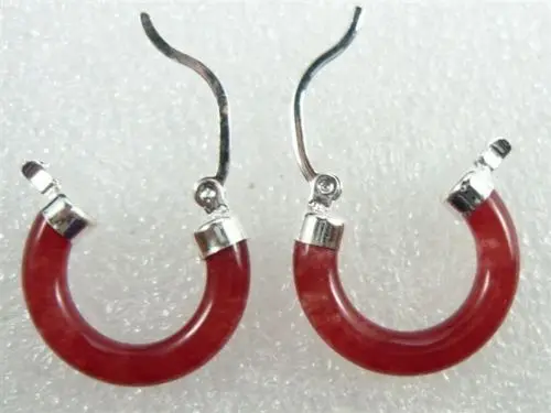 

Fine lady's red jade Annular earrings free shipping
