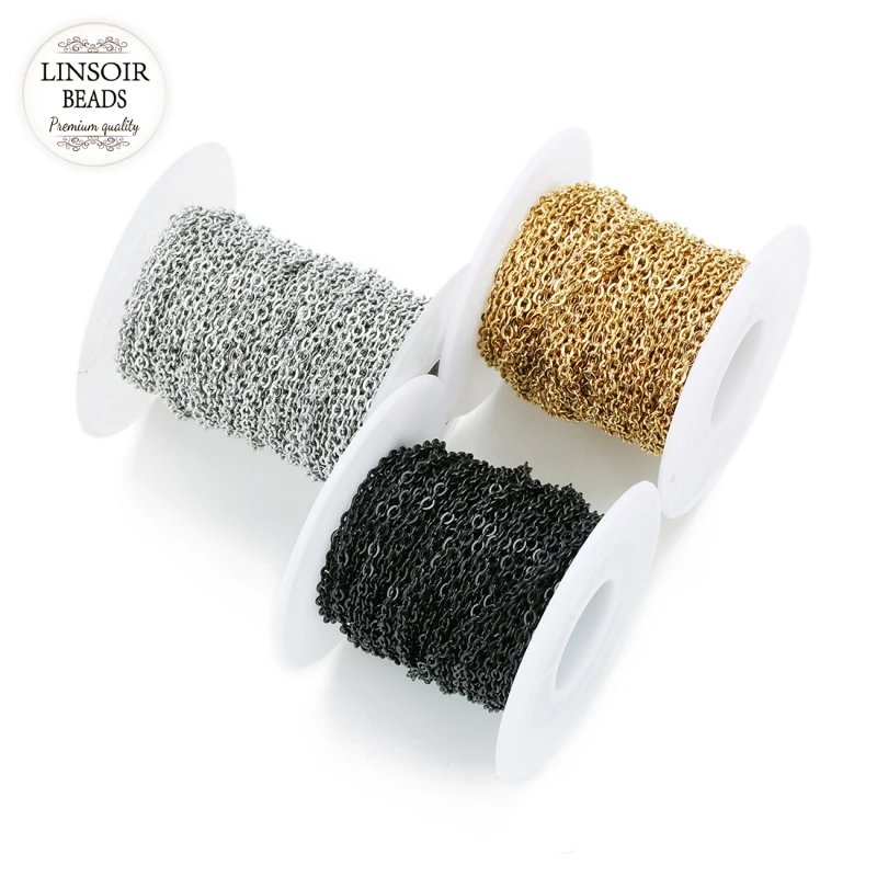 Cable de acero inoxidable para collar, cadena negra de materiales de joyería diy, 1,5mm, 2mm, 2,5mm, 3mm, yardas por de cierre y matarial de joyería| - AliExpress