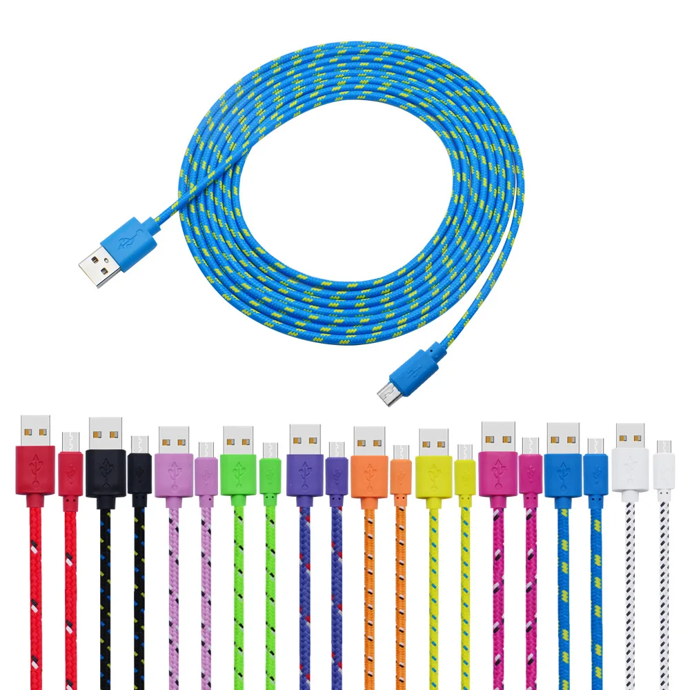 3m color circular woven Mirco data wire  Android phone universal charging line