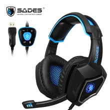 SADES Spirit Wolf 7.1 Surround Sound Stereo USB Gaming Headset Headphones Mic Breathing LED Light