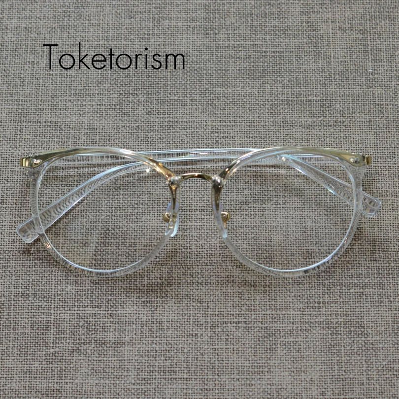 

Toketorism New fashion gold glasses frames men women vintage oculos transparente eyeglasses brand designer 1569