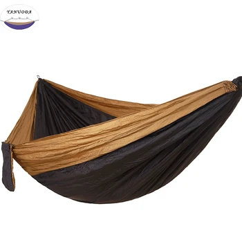 

Hammock With Hammock Tree RopePortable Parachute Garden Beach Travel Canvas Nylon Fabric Camping (Camel+Black)