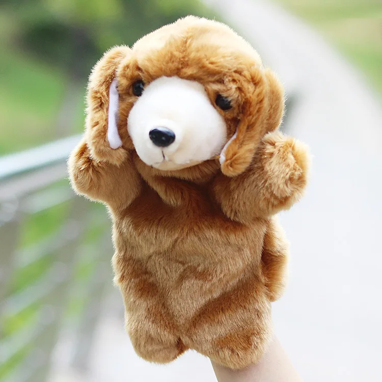1 pcs 27cm 2 Colors Dog Hand Puppet Plush Toy Doll Christmas Present