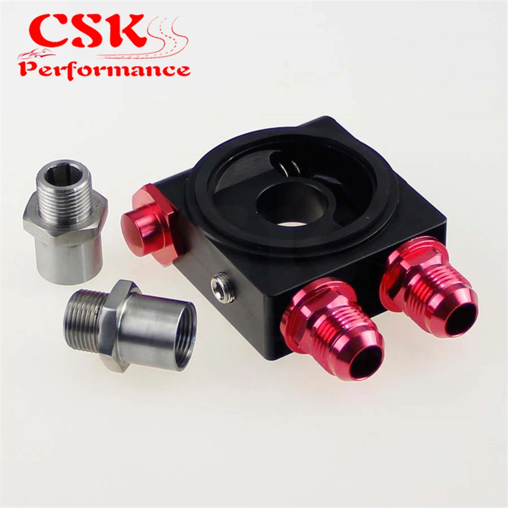 AN10 OIL COOLER FILTER THERMOSTAT SANDWICH PLATE ADAPTOR 3/4" 16 UNF / M20 X1.5 BLACK on