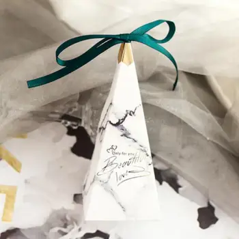 

50Pcs White Pink Blue Burgundy Marble Tower Style Wedding Favors Candy Boxes Bomboniera Chocolate Box Party Supplies Gift Box