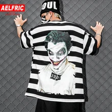 AELFRIC 18ss летняя Хлопковая полосатая футболка КЛОУН хип-хоп топы Swag футболки Мужская повседневная Уличная одежда джокер американский размер s-xl