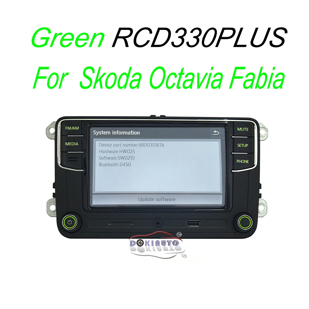 RCD330 Плюс Радио Зеленая кнопка свет для Skoda Octavia, Fabia 6RD035187A