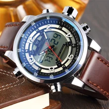 Мода & Casual AMST мужские Кварцевые Часы Кожаный Ремешок Армии Водонепроницаемые Наручные Relogio Masculino Часы Мужчины спорт Цифровой часы