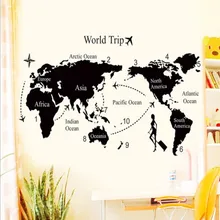 Extraíble Pegatinas de Pared mapa Del mundo de Dibujos Animados Moda Decoración Etiqueta Pegatinas Decorativas studyroom y decoración de la Oficina