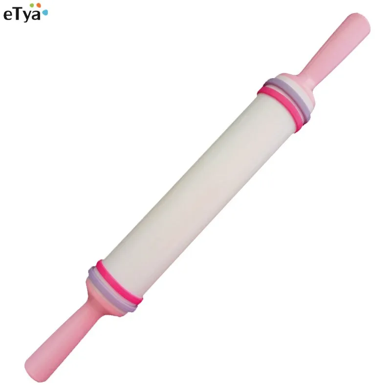 

Rolling Pin Fondant Rolling Pin Cake Fondant Embosser Decorating 26cmTools with Silicone Guide Pastry Tools