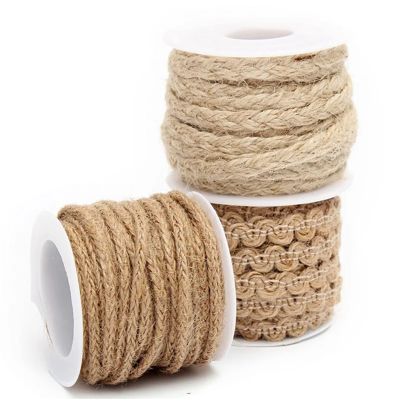 5M Natural Hessian Jute Twine Rope Burlap Ribbon DIY Craft Vintage