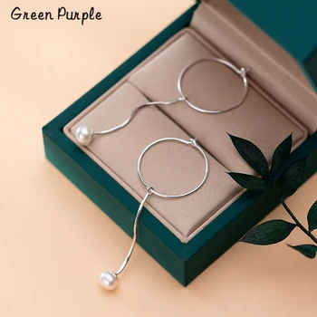 

925 Silver Hoop Earrings Pearl Jewelry Korean Earrings Minimalism Brincos Bohemian Pendientes Vintage Charm Earrings for Women