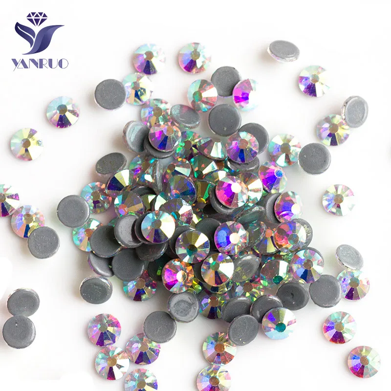 YANRUO Crystal AB СТРАЗА с горячей фиксацией SS4-SS50 клейкие Стразы для одежды высокое