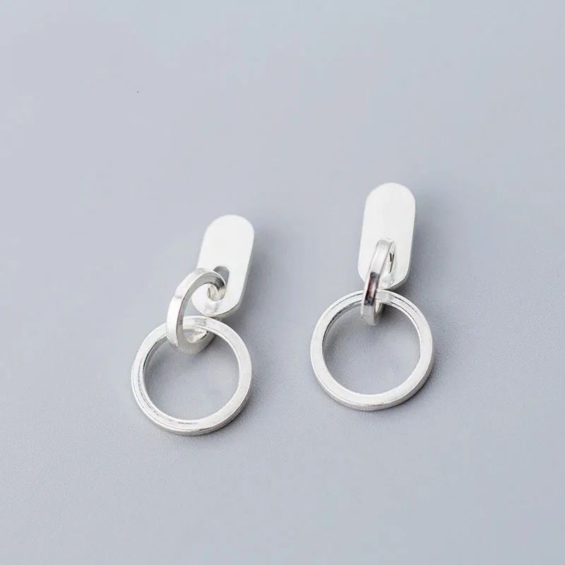 

Simple Geometry Ring Buckle 925 Sterling Silver Dangling Earrings