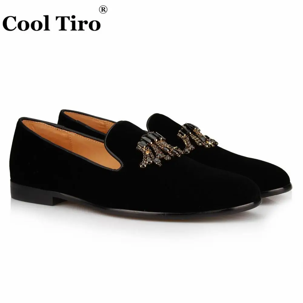 Velvet Loafers Crystal tassels Slippers (2)