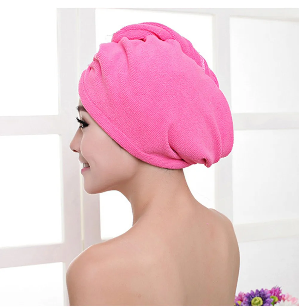 Дамский тюрбан микрофибра ткань утолщение сухой волос шляпа супер абсорбент быстросохнущие волосы шапочка для душа банное полотенце