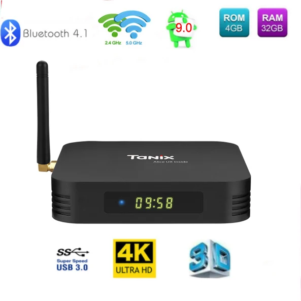 Tanix TX6 10 шт. Android 9 0 ТВ коробка 4 г 32 Allwinner H6 Quad core 2 4G + 5G двухъядерный процессор Wi Fi BT 1 4K