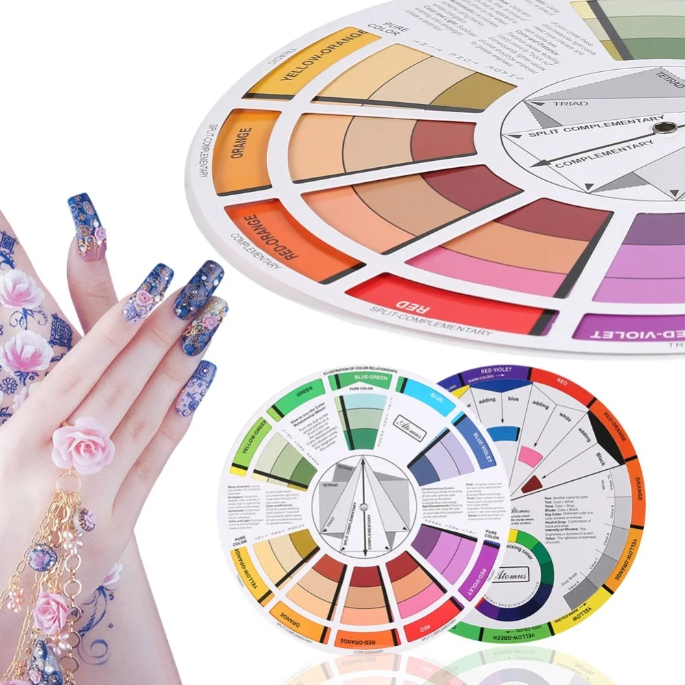 Пигмент для тату, для дизайна ногтей, цветные колеса, 12 цветов, Микс, Круглый гель для ногтей, палитра, колесо, бумажная карта, для бровей, губ