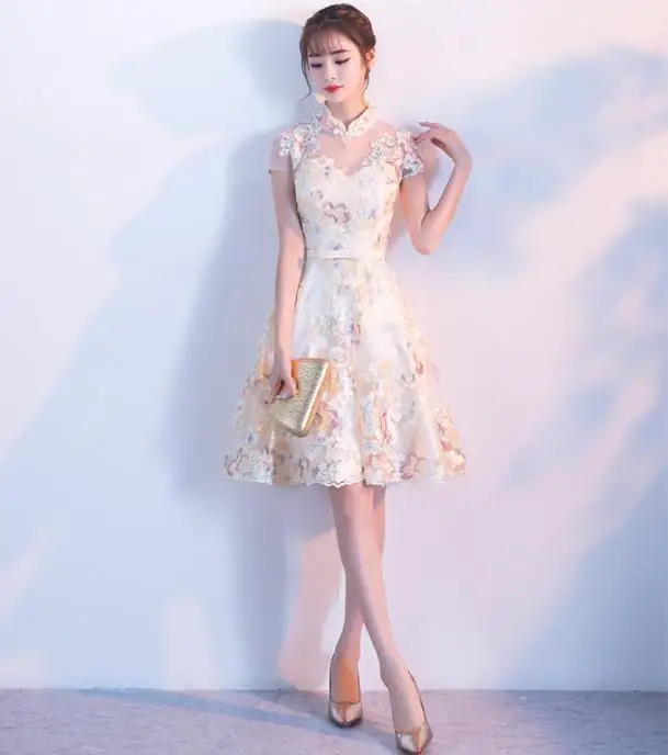 Улучшенная версия Cheongsam новое летнее повседневное короткое китайское платье для девочек с вышивкой