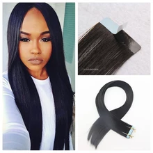 Hot Remy Tape Human in Hair Extensions 100% Virgin Brazilian Extension Hair 1# Jet Black Straight Tape Adhesive Hair Extension