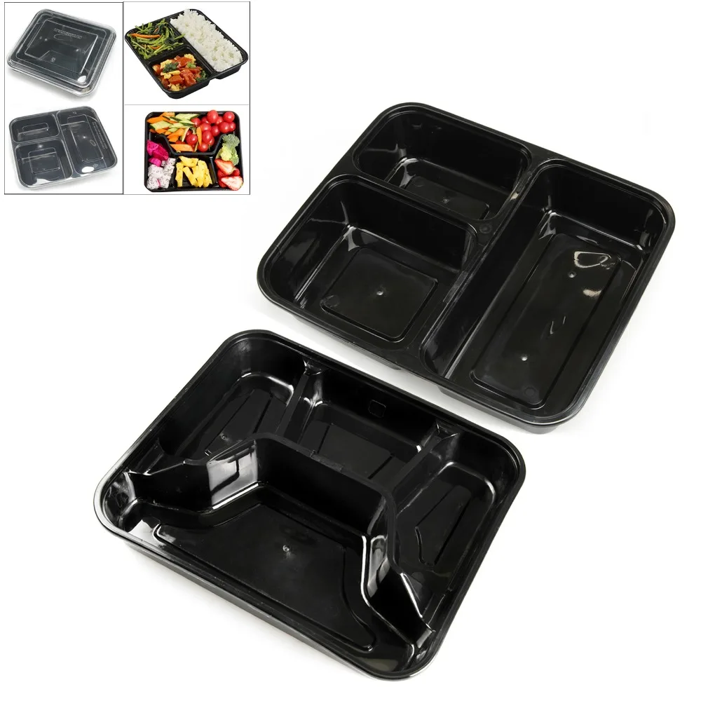 Meal Prep Food Containers Plastic Compartment Microwave Safe BPA Free 10 Pcs