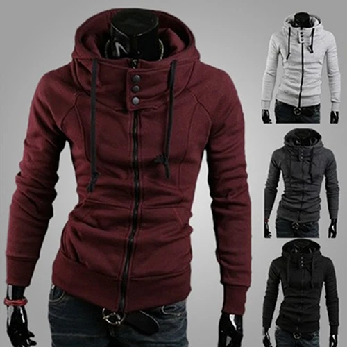 

Men's Autumn Winter Fashion Slim Fit Zipper Drawstring Hoodie Hooded Jacket