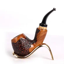 Classic Nature Handmade Wood Curved Handle Tobacco Smoking Pipe Hot Selling High Quality Green Sandalwood Tobacco Pipe LFB219
