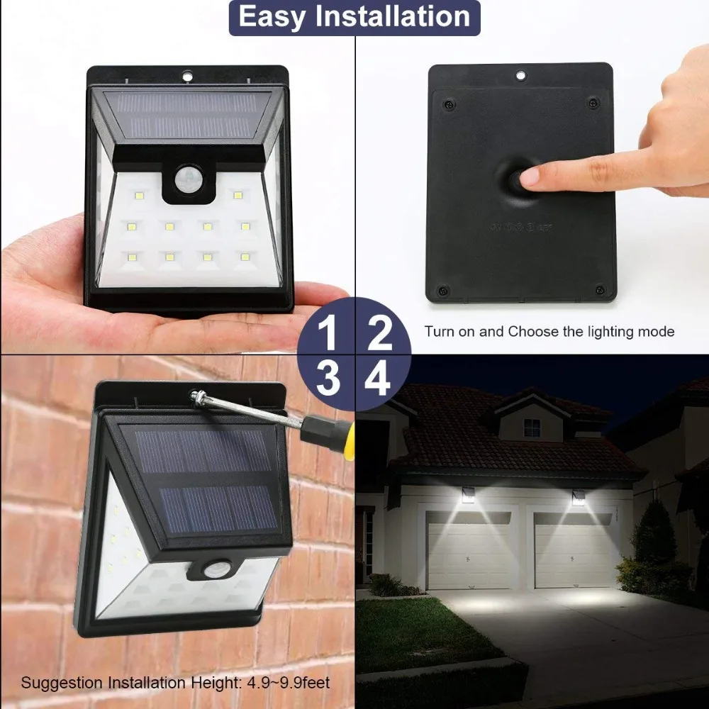 3 режима IP65 4 Вт 3835SMD 22leds беспроводной датчик движения солнечные огни для наружной