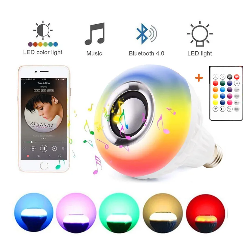 

Smart RGB LED Bulb Wireless Music Speaker Remote Controller Lamp 13W 220V JDH99