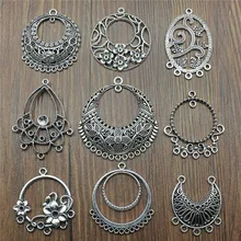 6 шт./лот, античный серебряный соединитель для сережек, Подвески для изготовления ювелирных изделий, подвески для сережек, соединитель для ювелирных изделий, сделай сам