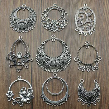 

6pcs Antique Silver Color Earring Connector Charms Jewelry Accessories Charms Earring Connector Jewelry Findings