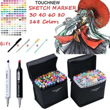 TOUCHNEW Markery 40/60/80 цветов художественный двуглавый Маркер Набор манга дизайн школьный рисунок эскиз Маркеры Ручка художественные принадлежности Горячая