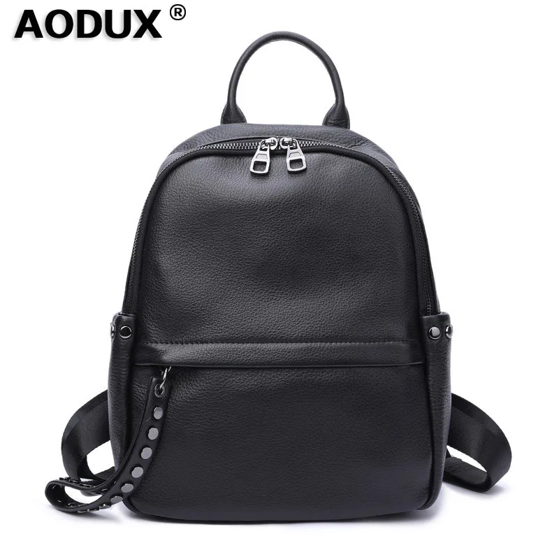 

Aodux New 100% Soft Original Italian Calfskin Genuine Cow Leather Women Backpack Female Lady Coffee Black Cowhide Bag Backpacks
