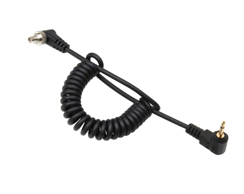 Negro Flash Light Spring PC Sync Cable 2.5mm a Macho Flash Plug 30-100cm para fotograf/ía Studio Camera Flash Trigger Accesorios