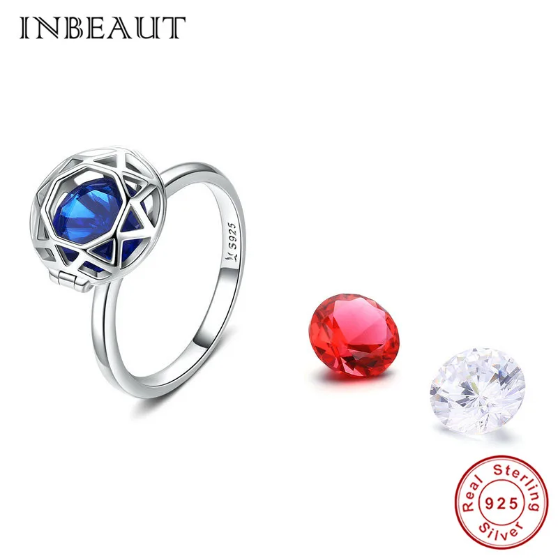 

INBEAUT Hot Sale 100% Real 925 Sterling Silver Witness Love Round Cut Cubic Zirconia Hollow Ring DIY Zircon Stone Rings Gift
