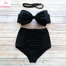 2017 Arco Sexy Bandeau Bikini de Las Mujeres de La Vendimia de Talle Alto Bikini conjunto Femenino Empuja Hacia Arriba El traje de Baño traje de Baño Biquini Maillot De Bain