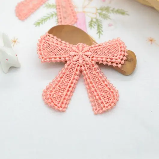 

Pink soluble fine lace accessories bow flower stickers 6 * 6.8 cm wide