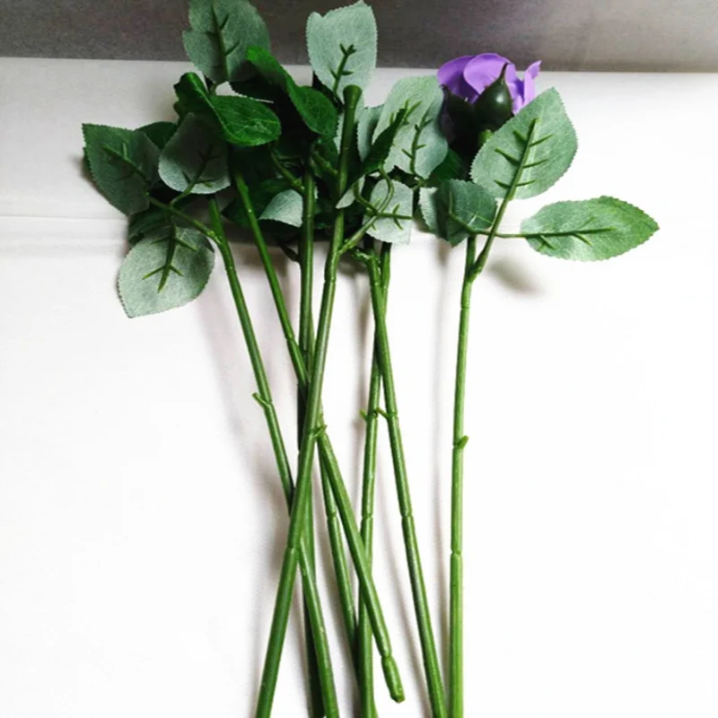 10 шт.(33 см) Искусственные пластиковые Стволовые листья, стебель розы/шелк/свадебные украшения, держащие цветок розы