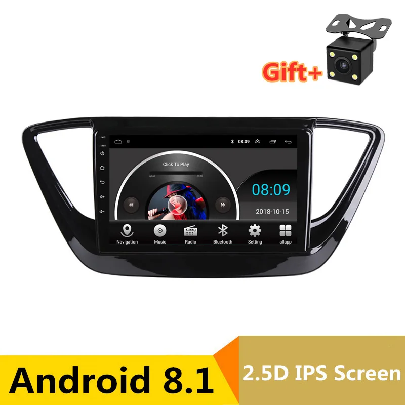 

9" 2.5D IPS Android 8.1 Car DVD Multimedia Player GPS For Hyundai Verna Solaris 2017 2018 audio car radio stereo navigation