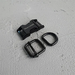 Black 50 компл./лот(металлическая пряжка+ Регулируемая пряжка+ d-кольцо/комплект) обеспечивают лазерную гравировку услуги по индивидуальному заказу логотипа 20 мм высокого качества 4 цвета - Цвет: Black