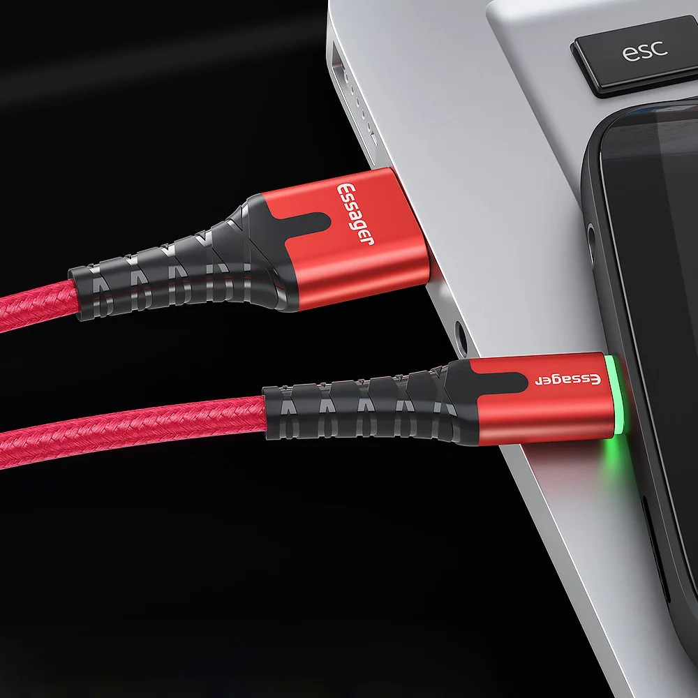 Светодиодный Тип usb C кабель 0,5/1/2 м кабель для быстрой зарядки Шнур кабель с разъемом usb-c для Redmi K20 samsung Oneplus 7 Pro мобильного телефона USB-C Зарядное устройство - Цвет: Красный