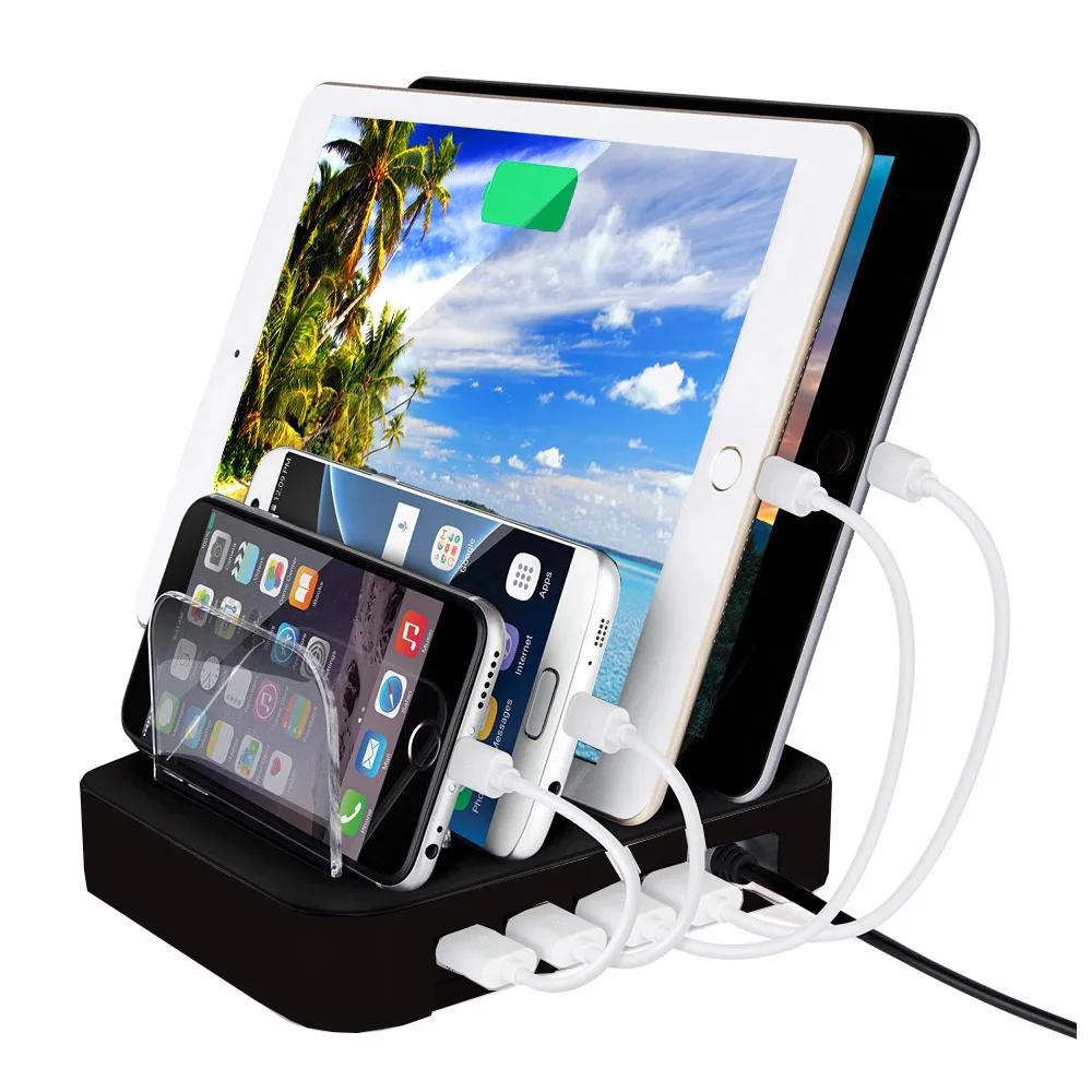 Tinhofire Quick Charger Desk 4 Ports USB Charger Phone Tablet PC Holder