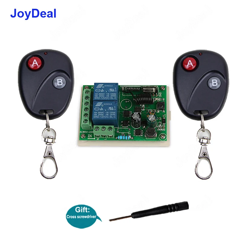 

433Mhz Wireless RF Remote Control Switch AC 220V 2CH Relay Receiver LED Light Lamp ON OFF Key Output Relay Transmitter Switches