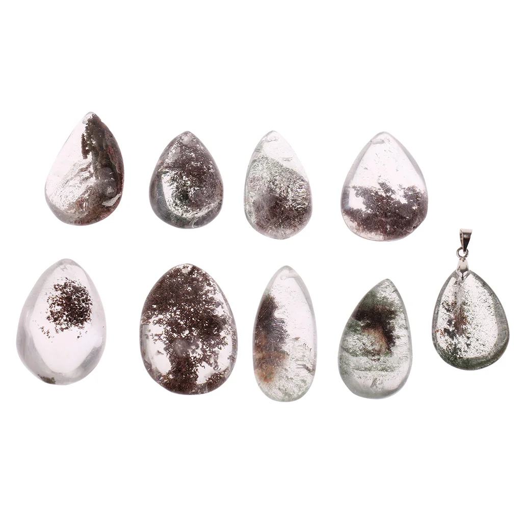 Necklace Pendant Beads Women Fashion Jewelry Natural Green Phantom Ghost Stone Crystal Quartz Pendant DIY Necklace Making