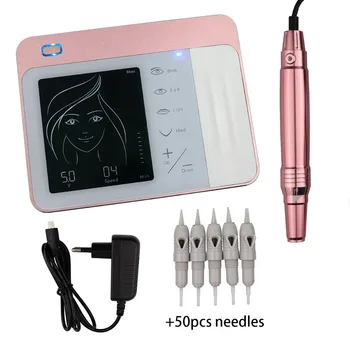 

Touch Screen Rechargeable Battery Microblading Machine Kit Eyebrow Lip Eyeliner Tattoo Machine With 50PCS Cartridge Neeldes