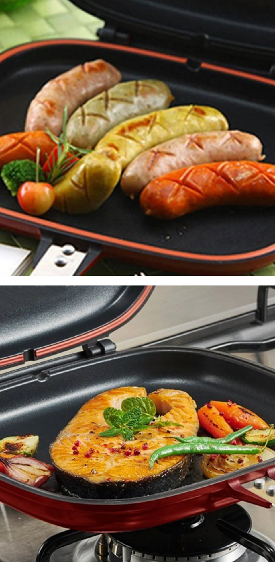 28cm Stainless Steel Double Sided Grill Pan