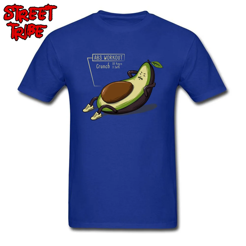 Casual Avocado Abs Workout Tshirts for Men 2018 Fashion Summer Fall Round Neck 100% Cotton Short Sleeve Tshirts Clothing Shirt Avocado Abs Workout blue