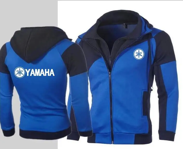 

2019 Fashion men's new Yamaha motorcycle hoodie personality color double zipper hoodie cardigan Slim car jacket sweatshirt