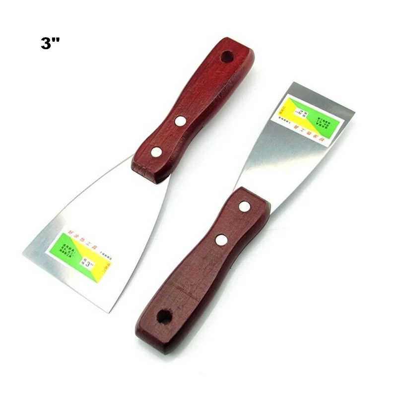 3 " Thickened Stainless Steel Putty Knife Decoration Tools Solid Wood